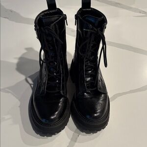 Black patent Leather Women's combat Boots